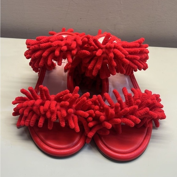 MADE IN ITALY AGL Bold Red Textured Sandals,New Products : American Fashion Style Bags On Sale